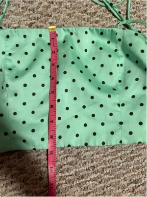 Zara Polka Dot Crop Top in Mint Green Adjustable Tie Strap- Size Small thumbnail 9