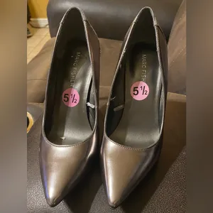Marc Fisher Pewter and Silver Glitter Heels thumbnail 2