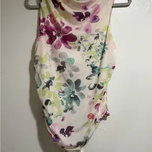 Steve Madden Dalia Floral Draped Bodysuit Top size L thumbnail 2