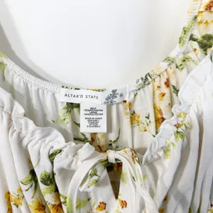 Altar'd State XS Milkmaid Dress Floral Puff Sleeve Tiered White Cottagecore 1308 thumbnail 7