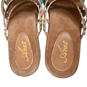 Azura Women's EU 41 Stylish Wedge Suede Leather Sandals Jeweled Studded thumbnail 8