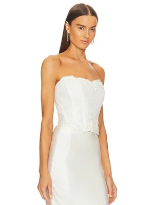 LoveShackFancy Arno Bustier in Antique White thumbnail 6