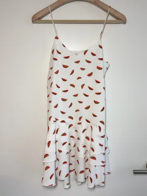 Cooper & Ella Jessica Watermelon Ruffled Dress White Red Print Size S thumbnail 4