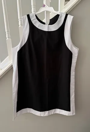 black and white sleeveless dress thumbnail 1