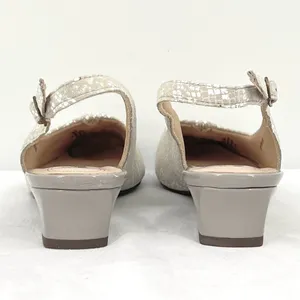 Trotters Dea Light Grey Snake Leather Patent Square Cap Toe Slingback Pump 6.5 thumbnail 9