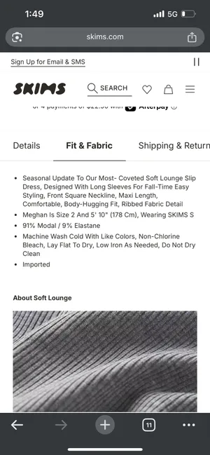 Skims Soft Lounge Long Sleeve Dress M Onyx Black thumbnail 7