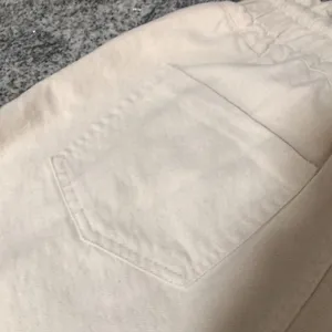 She + Sky Size M Paper Bag Waist Denim Jeans Shorts Ivory Off White Shorts thumbnail 5