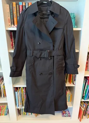 Black‎ Trench Coat Women 6L Military thumbnail 1