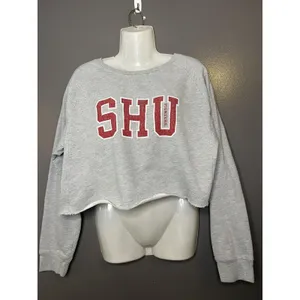 Sacred Heart Pioneers Sweatshirt Womens 2XL Gray Cropped Raw Hem Gear For Sports thumbnail 2