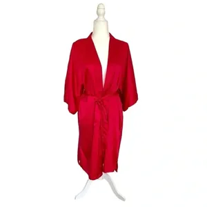 Victoria's Secret Red Satin Kimono Belted Robe thumbnail 2