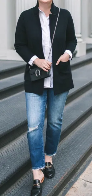 J. CREW Sophie‎ Open Front Sweater Blazer in Black Knit Jacket size Small thumbnail 1