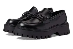Steve Madden Black Platform Lug Sole Moccasin Loafers thumbnail 1