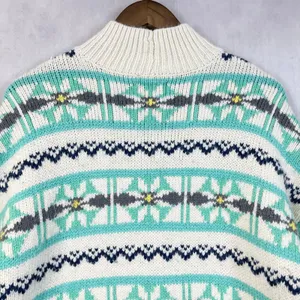 American Eagle‎ Chunky Sweater Women Small Fair Isle Mock Neck Nordic Hygge Cozy thumbnail 7