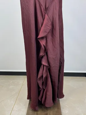 NWOT Farm Rio Ruffled Sleeveless V-Neck Maxi Dress Burgundy Size M thumbnail 8