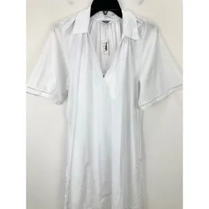 Madewell Poplin Splitneck Midi Shirtdress Cotton White Pockets Relaxed M NWT thumbnail 8
