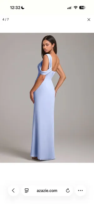 Azazie Wynter Chiffon Maxi Dress Ice thumbnail 6