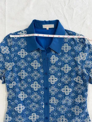Solitaire Blue Embroidered Button Front Midi Dress M thumbnail 9