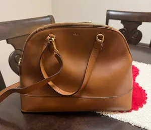 Ralph Lauren Brown Leather Satchel Bag with Shoulder Strap thumbnail 1