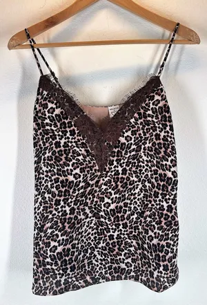Melrose & Market Nordstrom NWT Small Leopard Cheetah Print Lace Cami Tank Top thumbnail 1