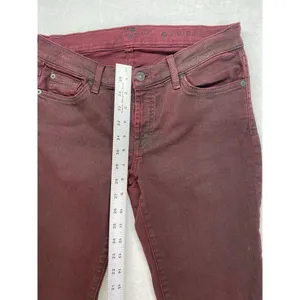 7 For All Mankind High-Waist Ankle Skinny Coated‎ in Merlot Women's Jeans sz 28 thumbnail 4