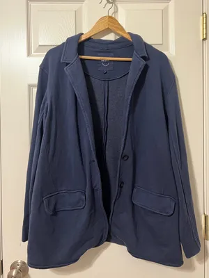 Aerie Everyday Fleece Blazer Size Large Navy Blue Sweater thumbnail 2