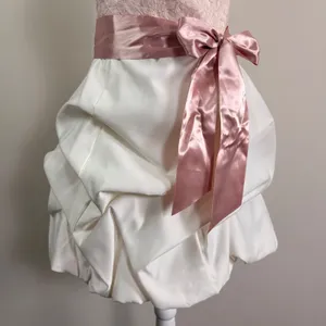 Jessica McClintock Gunne Sax Strapless Bubble Hem Mini Dress Ivory Pink Size 11 thumbnail 4