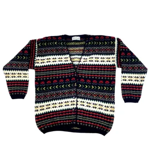 EDINBURGH Lambswool Cardigan Sz M VTG 80's Oversize Holiday Cozy Made Scotland thumbnail 5