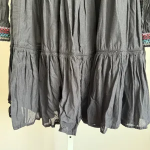Free People Embroidered‎ Off Shoulder Fairy Dress Black Boho Peasant XS thumbnail 3