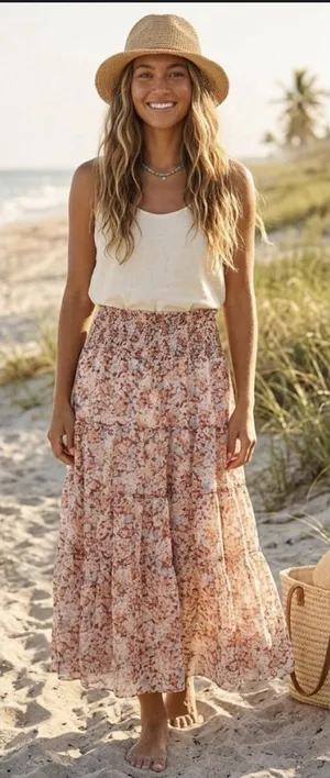 PETITE New Lauren Ralph Lauren Women's Zahra Floral Ruffled Boho Skirt Size 8P thumbnail 1