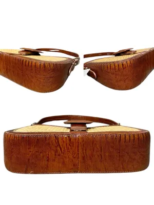 Brahmin Kyrie Jardim Woven Raffia & Embossed Leather Buckled Snap Shoulder Bag thumbnail 4