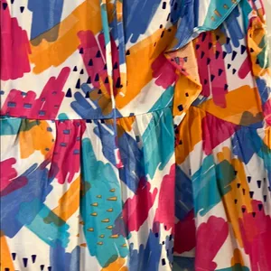 Ruffled Flutter Sleeve Blouse in Pink and Blue Size L thumbnail 4