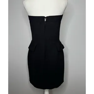 Sandro Paris Strapless Peplum Dress Size 8 Black Embellished Cocktail Party Chic thumbnail 7