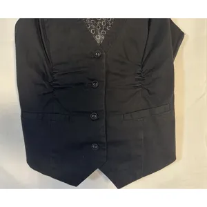 Guess Black Tailored Vest Womens M Fits Small Ruched Button Y2K Waistcoat Top thumbnail 3
