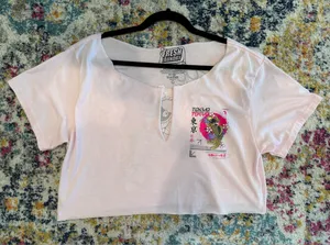 t/o White Tee with Pink Tokyo Graphic and Black Text thumbnail 1