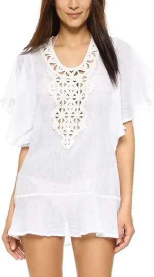 EBERJEY Balsa Beach Malena tunic cover-up Whote‎ Size S/M thumbnail 1