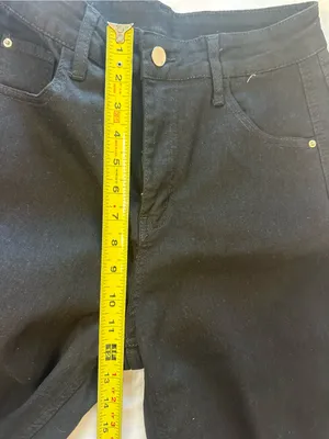 Womans Black barrel Denim Jeans Solid Button Fly 5 thumbnail 6