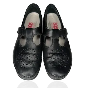 Sas 7.5 N Black Leather Willow Flats Adjustable‎ Mary Jane T-straps Casual thumbnail 3