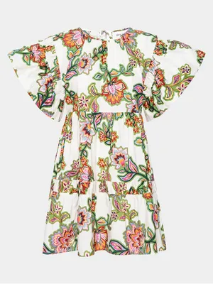 MISA Los Angeles Mabel Green Floral Mini Dress Botanical Print Flutter Sleeve XS thumbnail 2