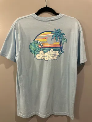 Comfort Colors Southern Shirt Company Retro Beach Scene Short Sleeve Pocket Tee thumbnail 2