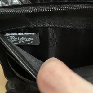 BRIGHTON Zip Around Glossy Black Croc‎ Leather Clutch Wallet thumbnail 13
