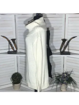 Poof! Cream Cowl Neck Open Back Bow Sweater Dress Size S thumbnail 4