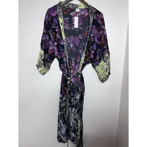Anna & Ava Long Floral Print Kimono NEW One Size Purple Artsy Lounge thumbnail 2