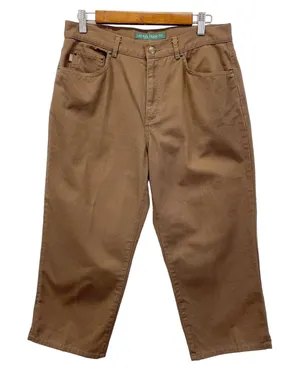 LAUREN Ralph Lauren Womens 10 Capri‎ Pants Medium Brown 100% Cotton Chino thumbnail 1