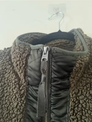 Abercrombie Olive Green Sherpa Teddy Fleece Jacket Large Full Zip Travel Casual thumbnail 4