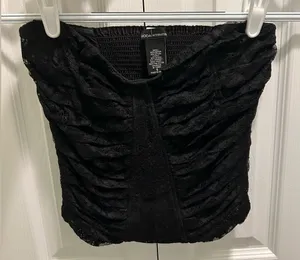 Victoria's Secret Black lace bustier corset crop top thumbnail 1