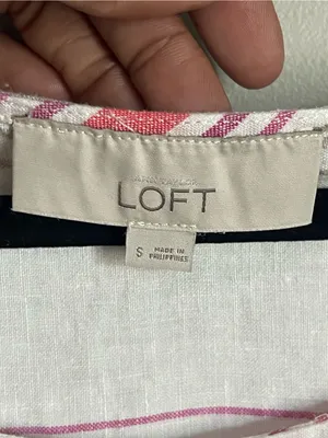 LOFT | White Striped 100% Linen Drawstring Waist Mini Dress Sz S thumbnail 6