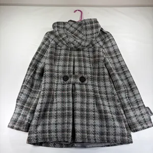 Sashimi Womens Grey Plaid Hooded Wool Blend Pea Coat Jacket Size Medium‎ thumbnail 4