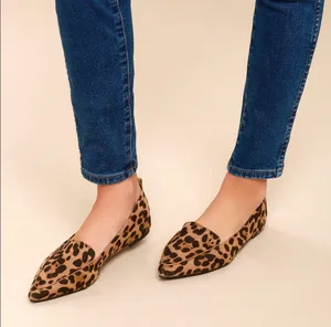 Lulus Emmy Leopard Animal Print Pointed Toe Flats New In Box Brown thumbnail 1