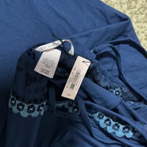 Victoria's Secret Lace Trim Chemise Nightgown Womens S Blue Sleep Romantic NEW thumbnail 5