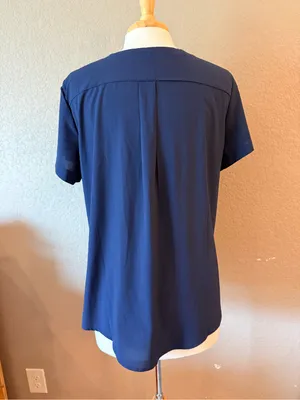 Design Collective Navy Blue Split Neck High Low Blouse Top L Size L thumbnail 2